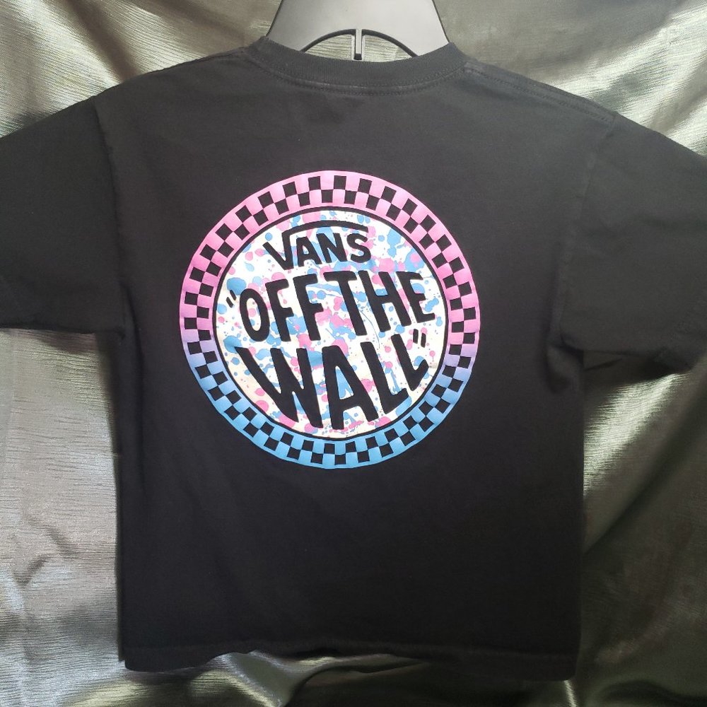 Vans Off the Wall Boys Black SL T Shirt (Size SM) - Picture 4 of 5